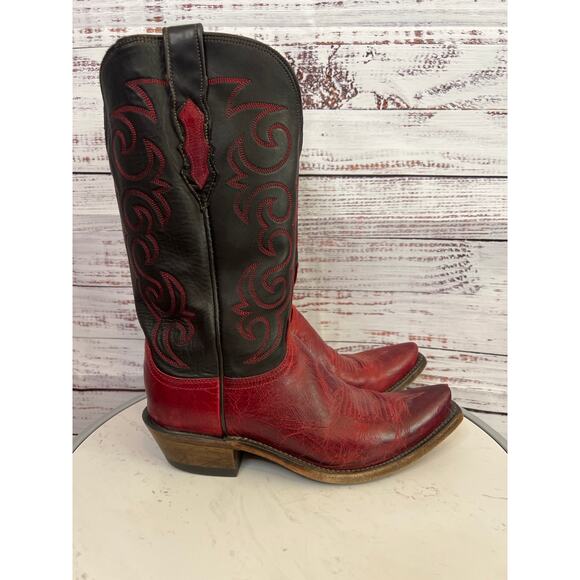 Lucchese 1883 Dana Womens Red Burnished Goat Leather Cowboy Western Boots SZ 8 - Picture 6 of 13